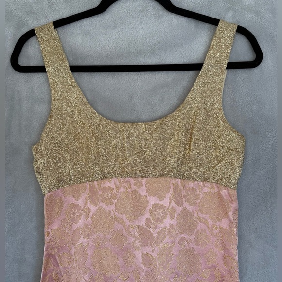 Vintage 60s Pink and Gold Brocade Dress - Picture 3 of 13